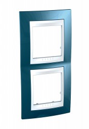 Рамка Schneider Electric Unica Хамелеон голубой лед / Белый 2 поста вертикальная MGU6.004V.854