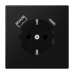 Розетка Jung LS серия матовый чёрный графит SCHUKO® с USB-интерфейсом с 1 гнездо USB типа A и 1 гнездо USB типа C LS1520-15CASWM