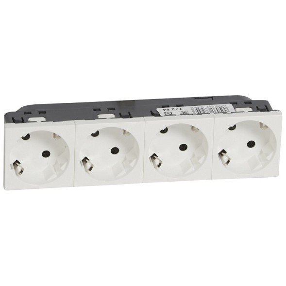 Розетка Legrand Mosaic 4Х2к+З немецкий стандарт 45° 077254