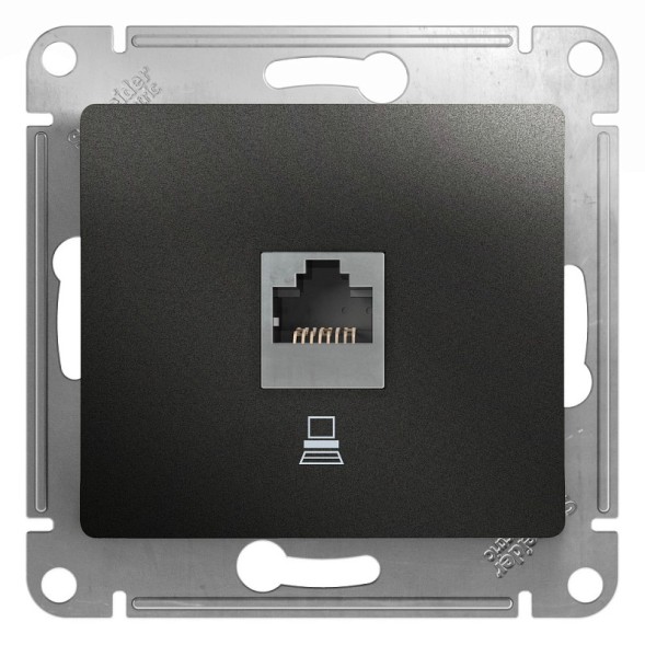 Розетка компьютерная RJ45 кат.5E, Schneider Electric Glossa Антрацит GSL000781K