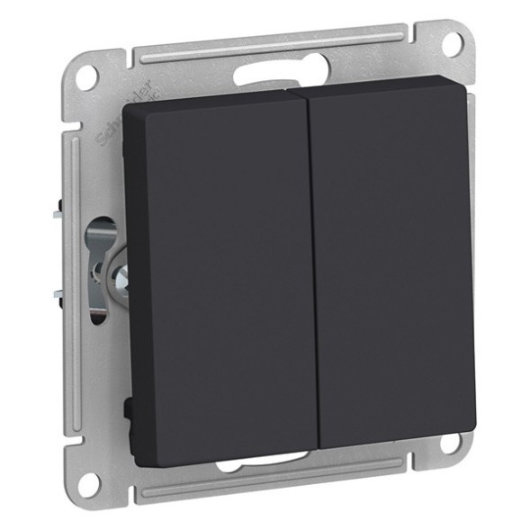 ATN001017 Atlasdesign Нажимная 2-клавишная кнопка, сх.2, 10А, механизм, КАРБОН Schneider Electric