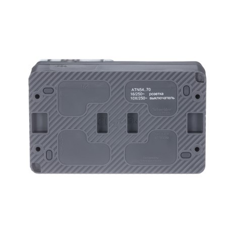 ATN544070 Atlasdesign Profi54 О/У БЛОК: РОЗTЕТКА з/к со шторками 16А 250B, ВЫКЛЮЧАТЕЛЬ 1-клав.10А, АНТРАЦИТ Schneider Electric