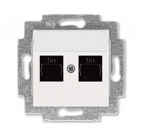 Розетка телефонная ABB Levit жемчуг двойная 2хRJ45 категория 5e 2CHH295118A6068 5014H-A51018 68W