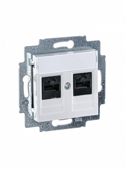 Розетка телефонная ABB Levit жемчуг двойная 2хRJ45 категория 5e 2CHH295118A6068 5014H-A51018 68W