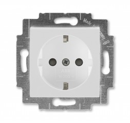 Розетка ABB Levit серый / белый с заземлением со шторками 16А 2CHH203457A6016 5520H-A03457 16W
