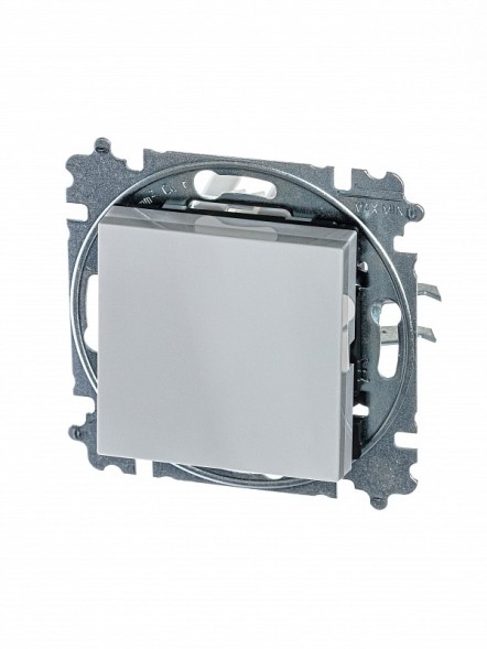 Переключатель ABB Levit серый / белый перекрёстный одноклавишный 2CHH590745A6016 3559H-A07445 16W