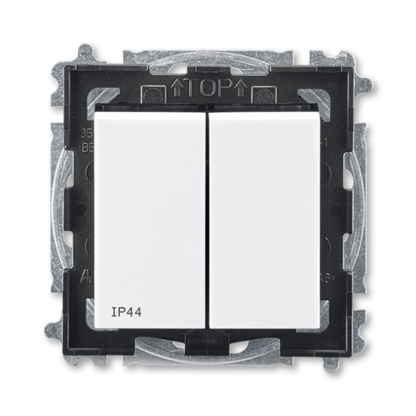 Выключатель ABB Levit белый / дымчатый чёрный двухклавишный IP44 2CHH595940A4062 3559H-A05940 62