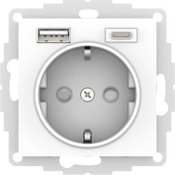 РОЗЕТКА 16А с 2 USB A+C, мех, БЕЛЫЙ AtlasDesign Schneider Electric ATN000132