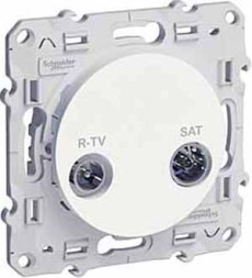 Розетка R-TV\SAT Schneider Electric Odace белый индвидуальная S52R454