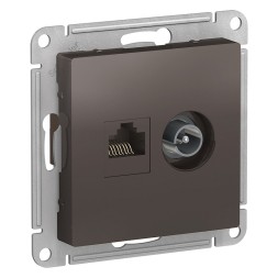 Розетка Schneider Electric Atlasdesign Мокко двойная ТВ + компьютерная RJ45, кат. 5Е ATN000689