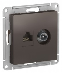 Розетка Schneider Electric Atlasdesign Мокко двойная ТВ + компьютерная RJ45, кат. 5Е ATN000689
