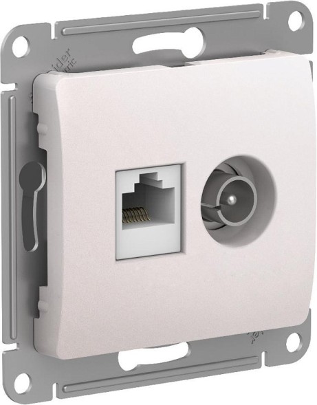 Розетка двойная ТВ + компьютерная RJ45, кат. 5Е, механизм Schneider Electric Glossa Перламутр GSL000689