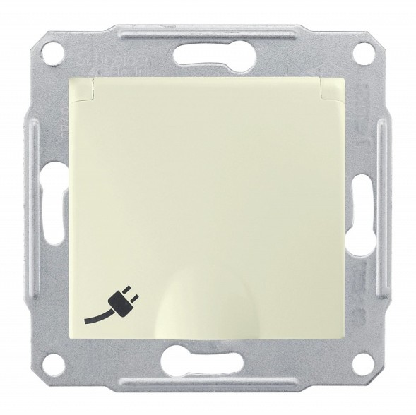 Розетка Schneider Electric Sedna бежевый с\з с\ш с крышкой SDN3100147