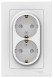 Розетка Schneider Electric Atlasdesign Белый двойная с заземлением со шторками, 16А, в сборе ATN000126