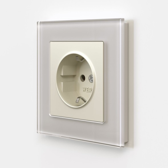 Розетка с заземлением (айвори матовый) Werkel W1171062