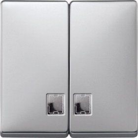 Две клавиши Merten Artec с окном подсв алюминий MTN413560