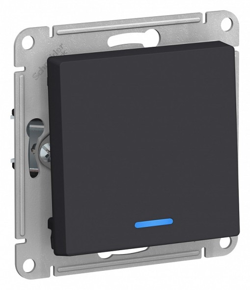 Одноклавишный выключатель Schneider Electric Atlasdesign Карбон с подсветкой, сх.1а, 10АХ, механизм ATN001013