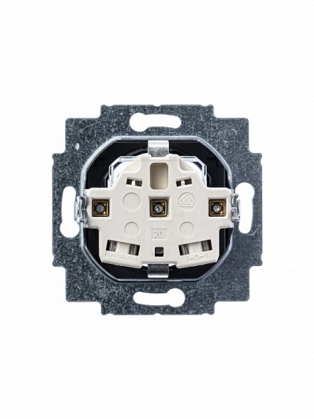 Розетка ABB Levit серебро / дымчатый чёрный с заземлением со шторками 16А 2CHH203457A6070 5520H-A03457 70W