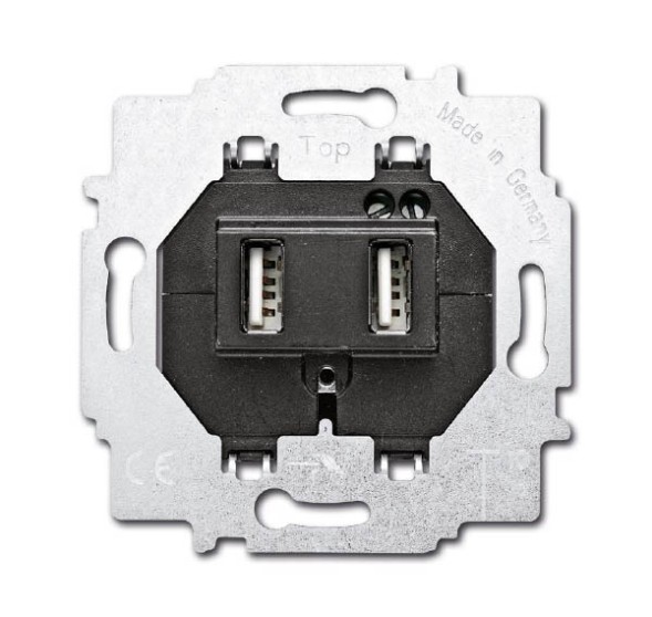 Устройство зарядное ABB Busch-Jaeger 2 USB разъема 1400 мА (по 700 мА на каждый) электронная защита от перегрузки и КЗ 2CKA006400A0002 6472 U-500