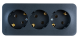 Трехместная розетка Schneider Electric открытой установки, с заземлением, без шторок Антрацит Blanca BLNRA010316