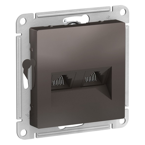 Розетка Schneider Electric Atlasdesign Мокко двойная компьютерная RJ45+RJ45, кат.5E, механизм ATN000685