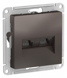 Розетка Schneider Electric Atlasdesign Мокко двойная компьютерная RJ45+RJ45, кат.5E, механизм ATN000685