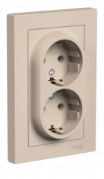 ATN001224 Atlasdesign РОЗЕТКА двойная без заземления,16А, в сборе, Песочный Schneider Electric