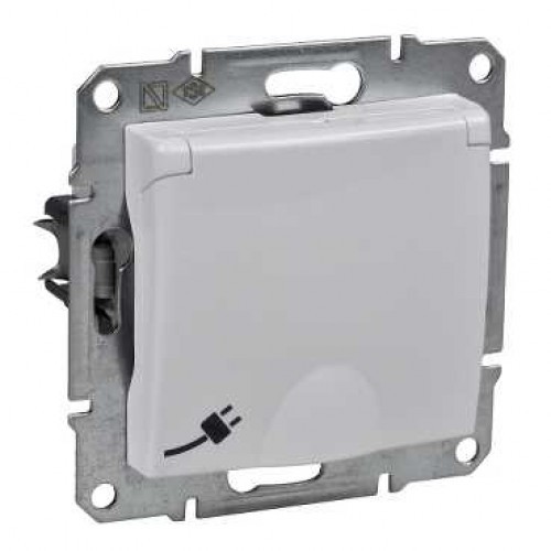 Розетка Schneider Electric Sedna белый с\з с\ш с крышкой SDN3100121