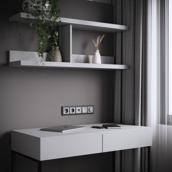 Розетка с заземлением, шторками и USB тип A+C (серебряный матовый) Werkel W1171765