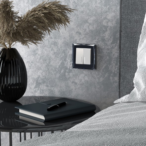 Выключатель двухклавишный с подсветкой (белый матовый) Werkel W1120161