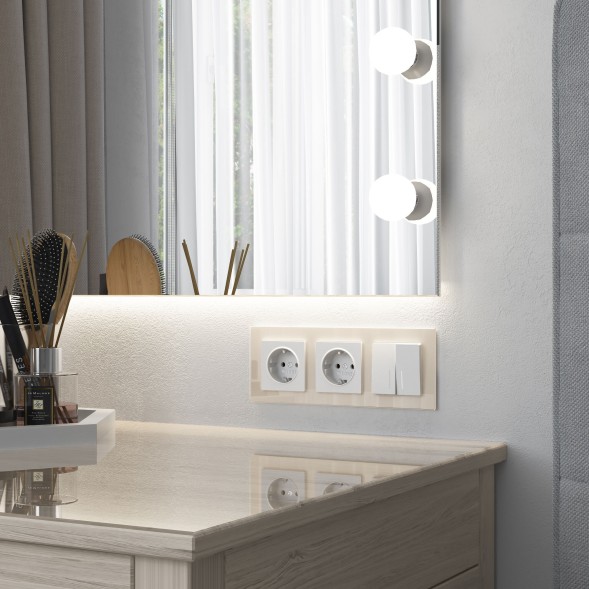 Выключатель двухклавишный с подсветкой (белый матовый) Werkel W1120161