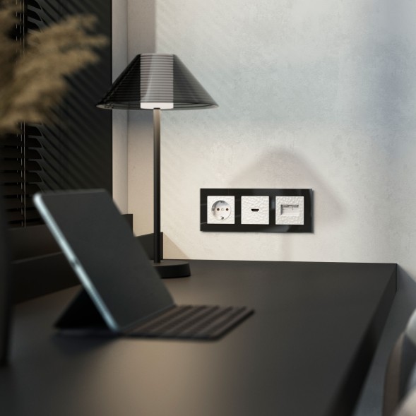 Накладка для двойной розетки Еthernet RJ-45 (Hammer белый) Werkel W1291101