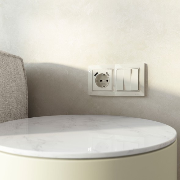 Выключатель одноклавишный проходной (слоновая кость) Werkel W1112003