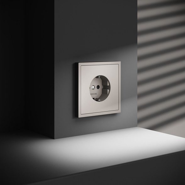 Розетка встраиваемая VOLTUM S70 с заземлением и защитными шторками, 16А, (кашемир)