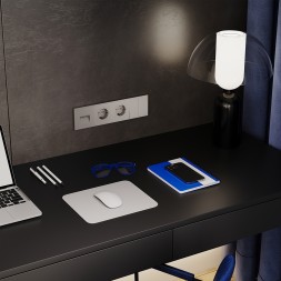 Розетка встраиваемая VOLTUM S70 с заземлением и защитными шторками, 16А, (кашемир)