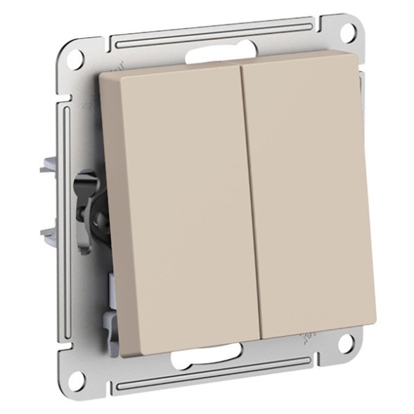 ATN001217 Atlasdesign Нажимная 2-клавишная кнопка, сх.2, 10А, механизм, ПЕСОЧНЫЙ Schneider Electric