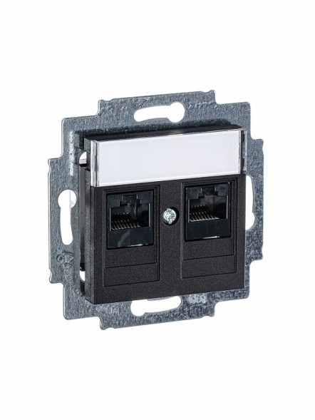 Розетка телефонная ABB Levit антрацит двойная 2хRJ45 категория 5e 2CHH295118A6063 5014H-A51018 63W