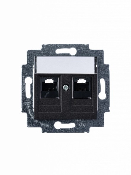 Розетка телефонная ABB Levit антрацит двойная 2хRJ45 категория 5e 2CHH295118A6063 5014H-A51018 63W