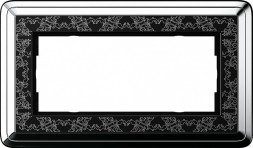 Рамка Gira Classix Art Хром / Черный без перегородки 2-постовая 1002682