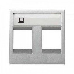 Накладка для 2-х суппортов/разъёмов ABB Zenit серебристый типа 2017... и/или 2018... 2-модульная 2CLA221820N1301 N2218.2 PL