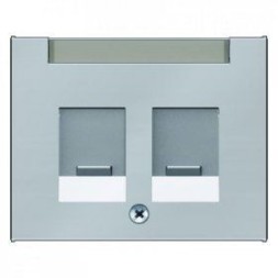 Центральная панель Berker R.1 Berker K.5 стальной лак с заслонками от пыли и полем для надписи 11827004