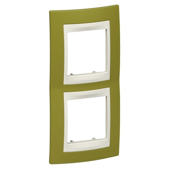 Рамка Schneider Electric Unica Хамелеон фисташковый / Бежевый 2 поста вертикальная MGU6.004V.566