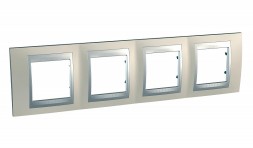 Рамка Schneider Electric Unica Top Опал / Алюминий 4 поста MGU66.008.095