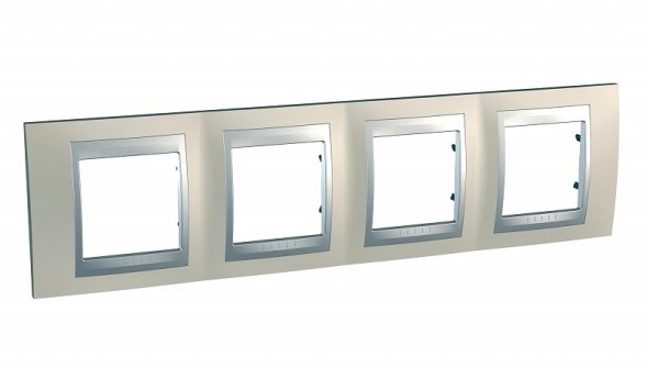 Рамка Schneider Electric Unica Top Опал / Алюминий 4 поста MGU66.008.095