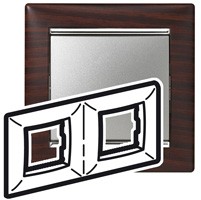 Рамка Legrand Valena Темное дерево / Серебро 2 поста 770372