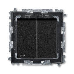 Выключатель ABB Levit IP44 антрацит / дымчатый чёрный двухклавишный 2CHH595940A4063 3559H-A05940 63