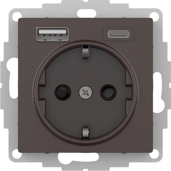РОЗЕТКА 16А c 2 USB A+C, мех, МОККО AtlasDesign Schneider Electric ATN000632
