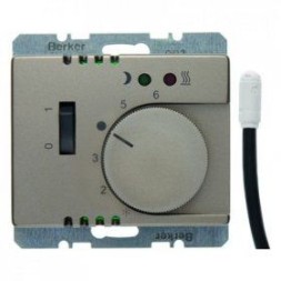 Регулятор температуры помещения Berker Arsys светло-бронзовый лак пола с замыкающим контактом с центральной панелью и светодиодом 20349011