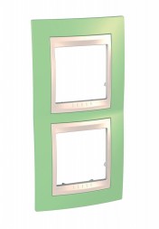 Рамка Schneider Electric Unica Хамелеон зеленое яблоко / Бежевый 2 поста вертикальная MGU6.004V.563