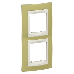 Рамка Schneider Electric Unica Хамелеон зеленое яблоко / Бежевый 2 поста вертикальная MGU6.004V.563